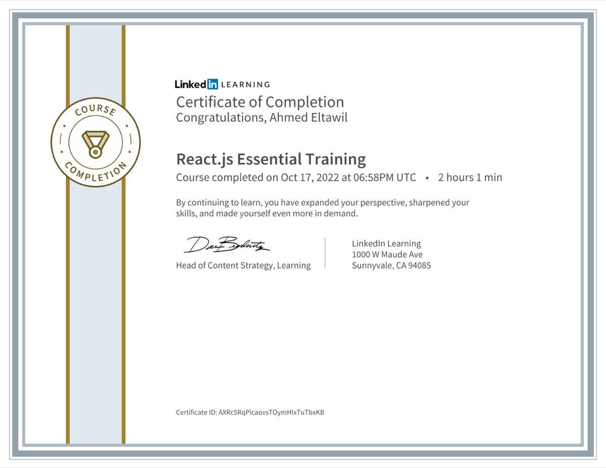 React.js Essential Training